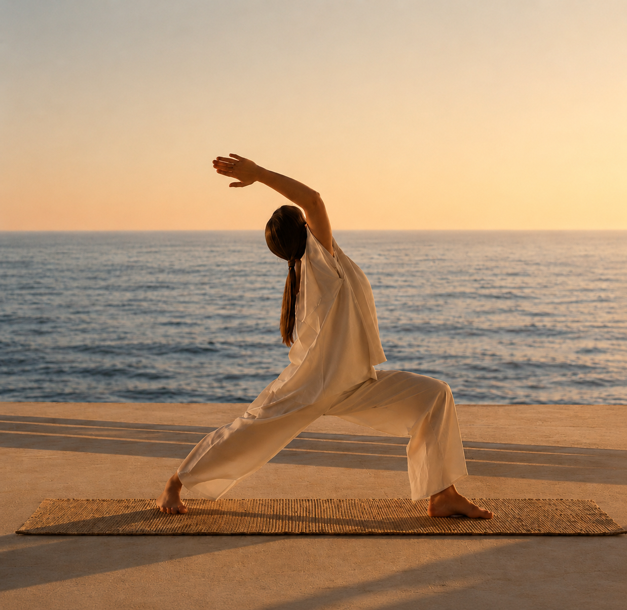 Yoga beside the pool